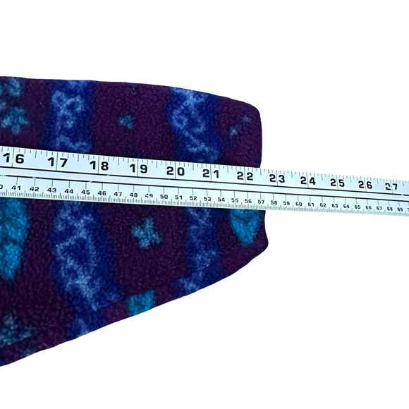 Vintage LL Bean Fleece Aztec 1/4 Snap Pullover Women’s Large Purple Blue USA 90s - Picture 9 of 10